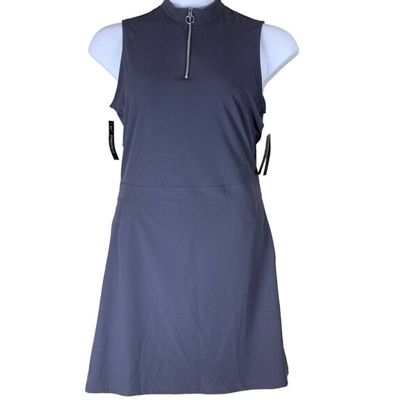 Nike Dri Fit Sz Small Dress Sleeveless Pleated Lace Zip Neckline Gray Purple NEW - Picture 1 of 7
